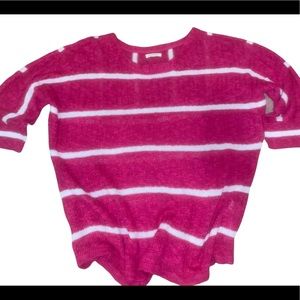 Sonoma Pink & White Yoke Doleman Sweater